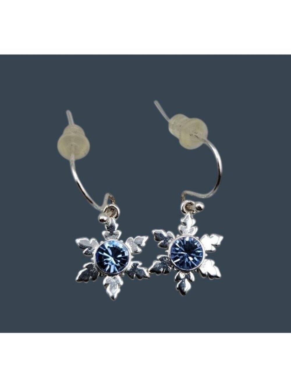 JCM BRASS Disney Frozen Snowflake Blue Crystal Dangle Earrings